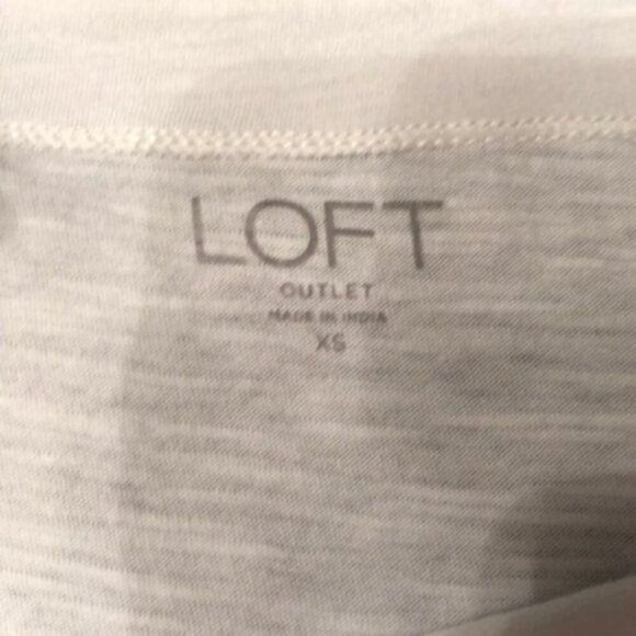 Loft Stripe Boat Neck Top, Ivory & Gold 3/4-Sleeve Cotton Women's Size XS - Picture 6 of 7